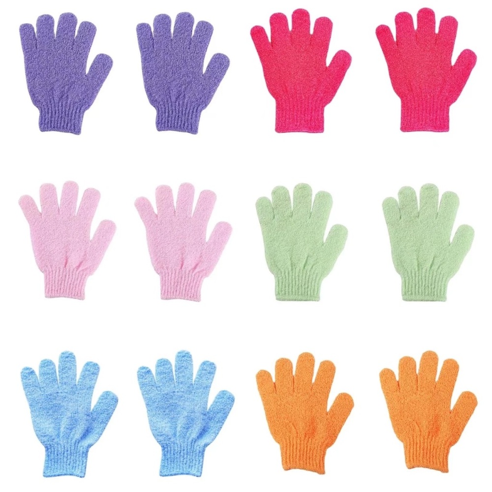 24 Pairs Exfoliating Bath Gloves - Multi-Color Pack